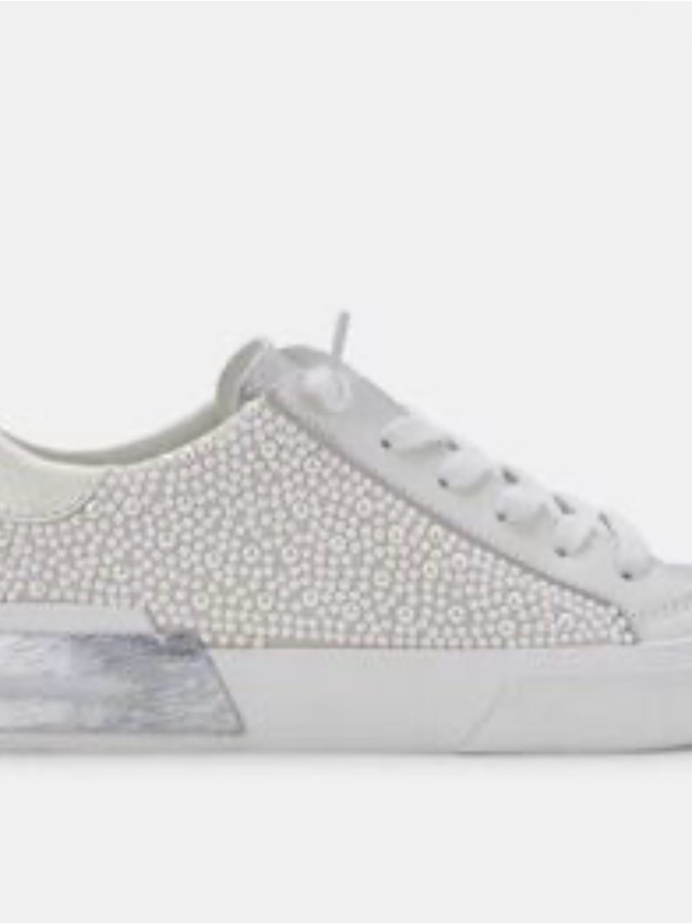 Dolce Vita size 9 Women's White silver Pearl-Embellished Low-Top Sneakers shoes
